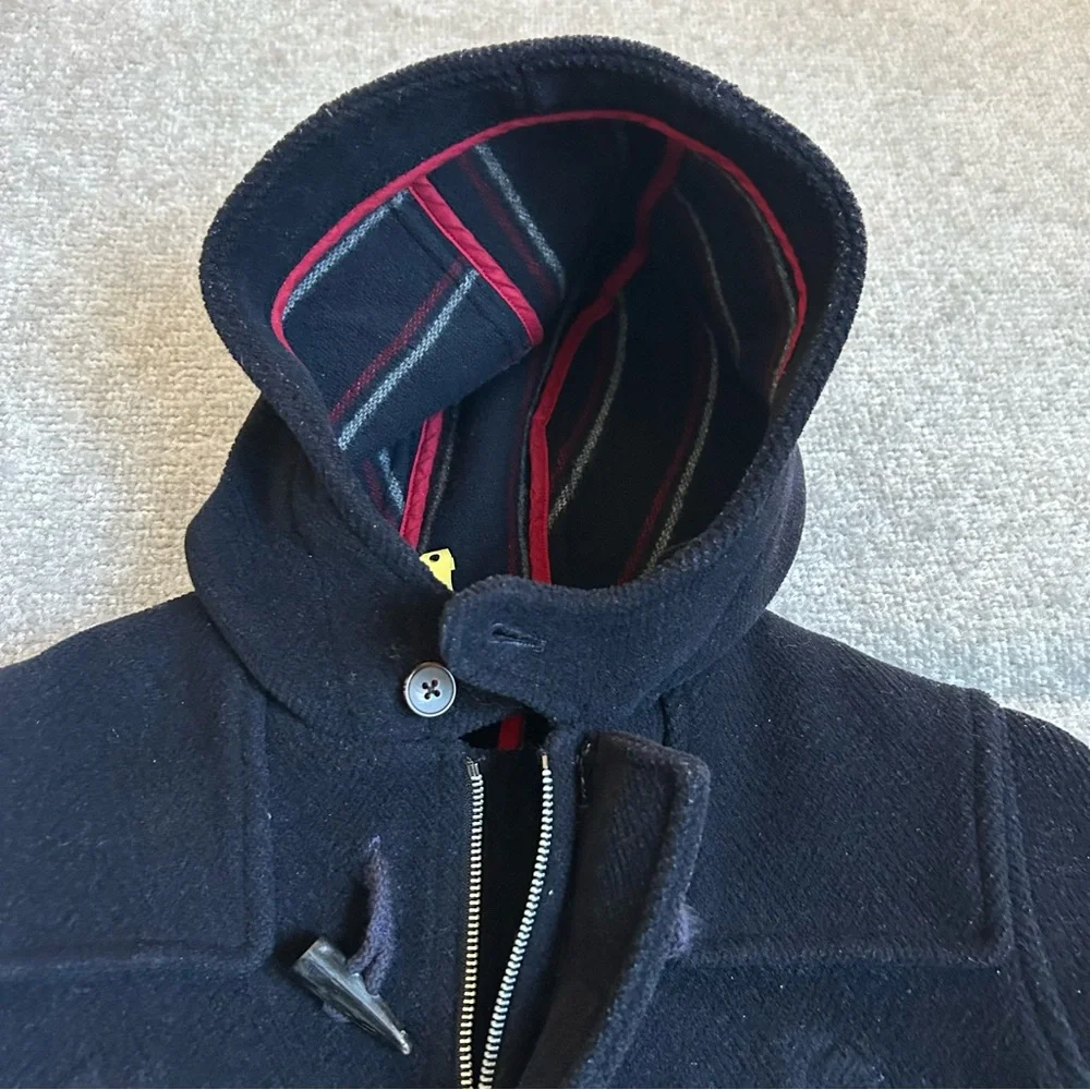 Vintage Jacadi Paris Navy Blue Wool Blend Classic Boys Duffle Winter Coat Size 8 - Picture 8 of 12